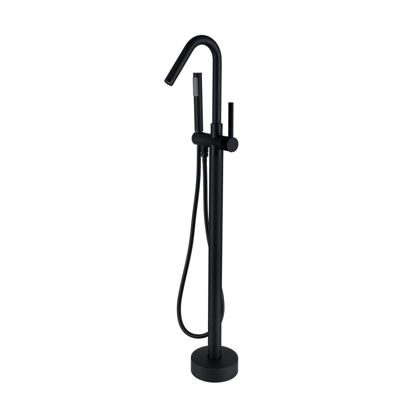 Freestanding Bathtub Faucet With Hand Shower - Metal, Matt Black 43.87 In. Depth, 7.77 Width, 6.81 Height Full Body Spray For Bathroom Use In Metal Finish
