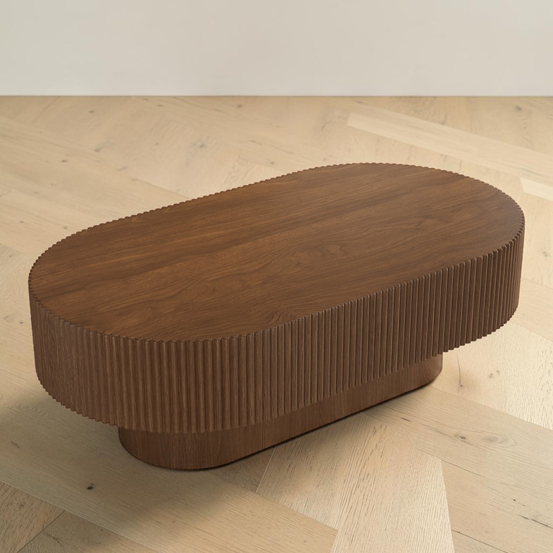 Table basse ovale, Noyer, 13.92" H x 43.32" W x 23.63" D
