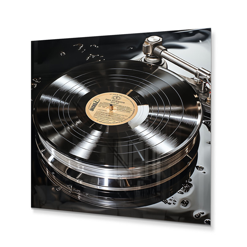 Vinyle vinyle reflet - musique, décoration murale en métal, H 16 po x l 16 po x P 1 po