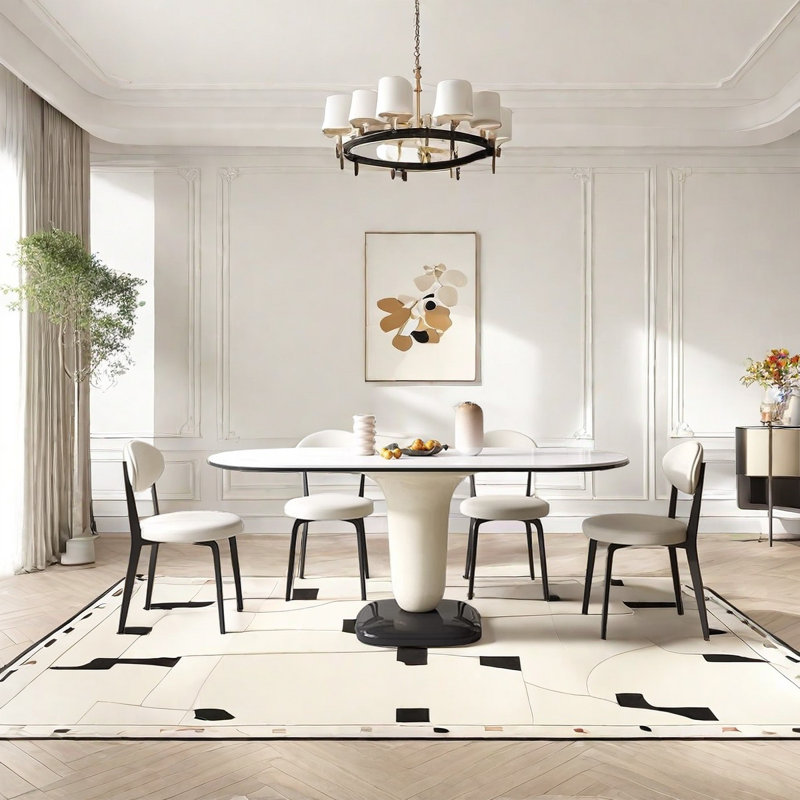 Ensemble de table de salle à manger ovale 31,5 po Creamy Hues Rock Plate, H 29,5 po x L 63 po x l 31,5 po
