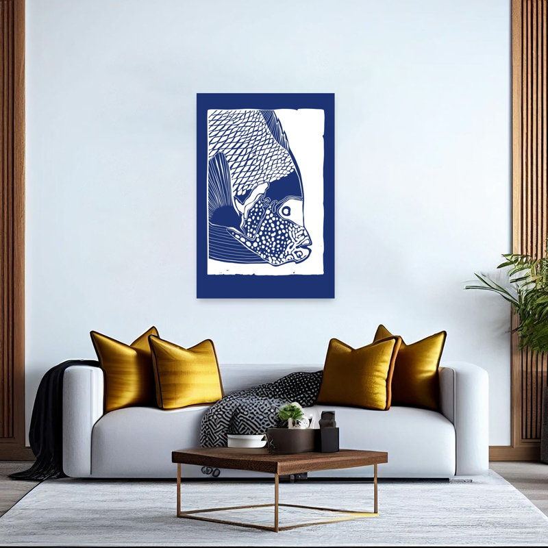 Indigo, poisson tropical, poisson, nature, art mural, 60" H x 40" W