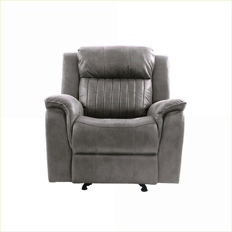 Fauteuil inclinable et oscillant respirant en similicuir gris classique pour fauteuil de salon contemporain, Gris