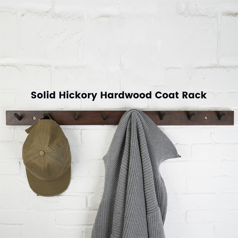 Wall Mounted Coat Rack, Dark Walnut, 2" H x 19.75" W x 0.75" D