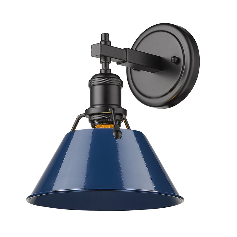 Felda Dimmable Steel Vanity Light, Matte Black, Matte Navy, 1 Lights