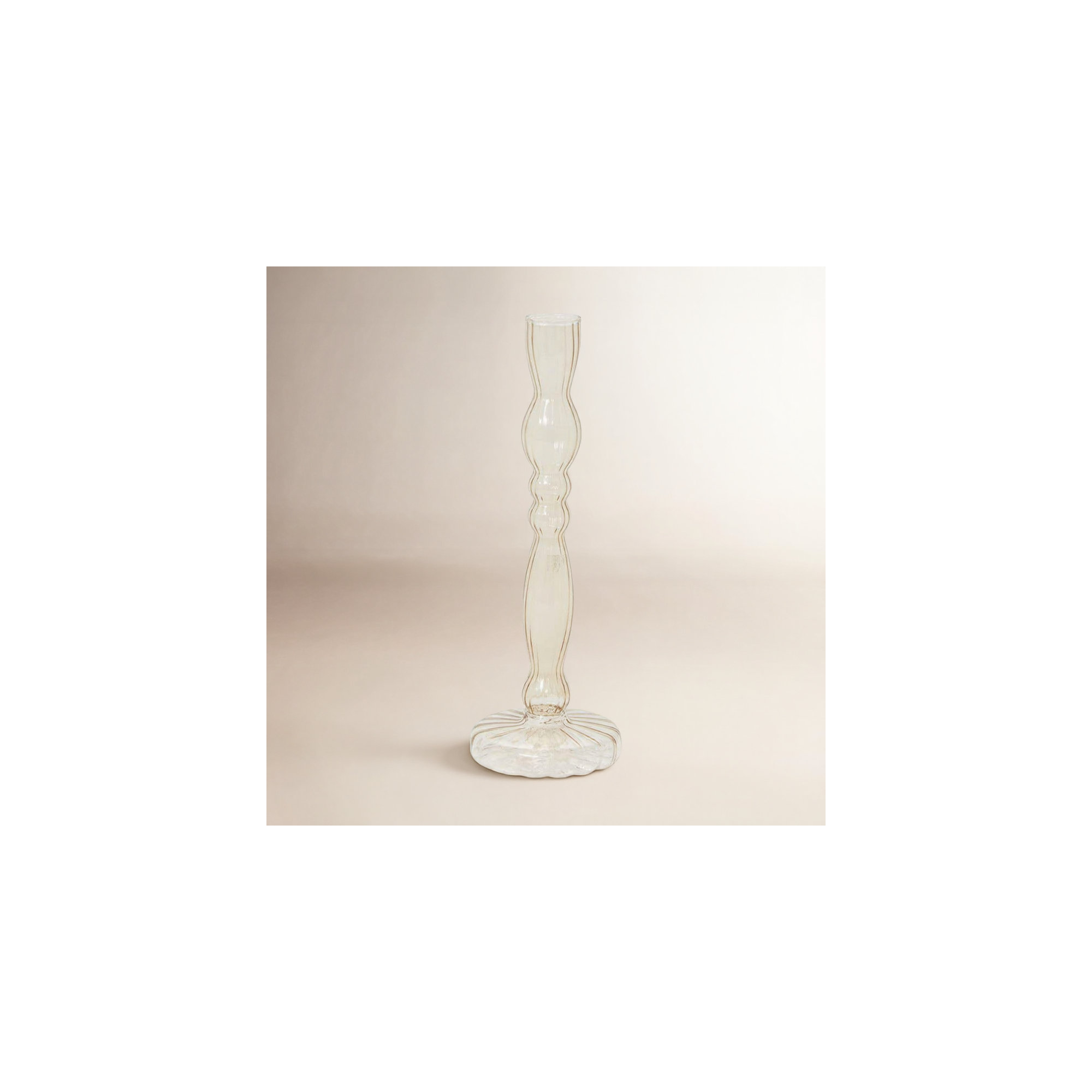 Marajo Candlestick Holder, Smoke, 8" H x 2.75" W x 2.75" D