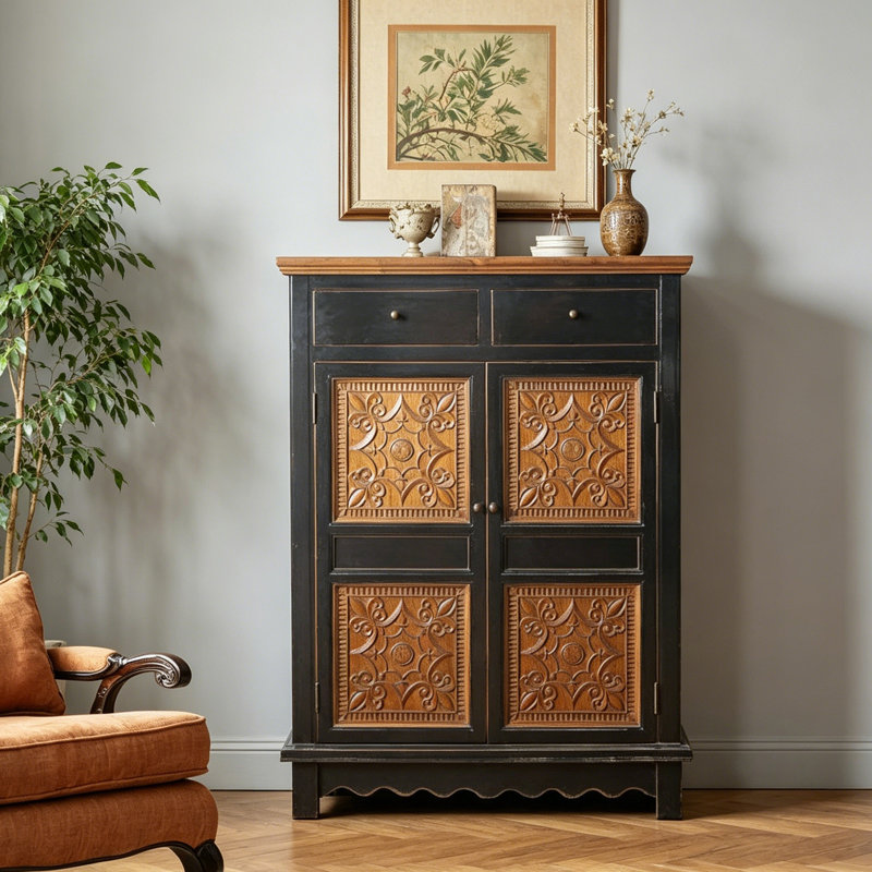 Nouvelle armoire d'entrée en bois massif de style chinois