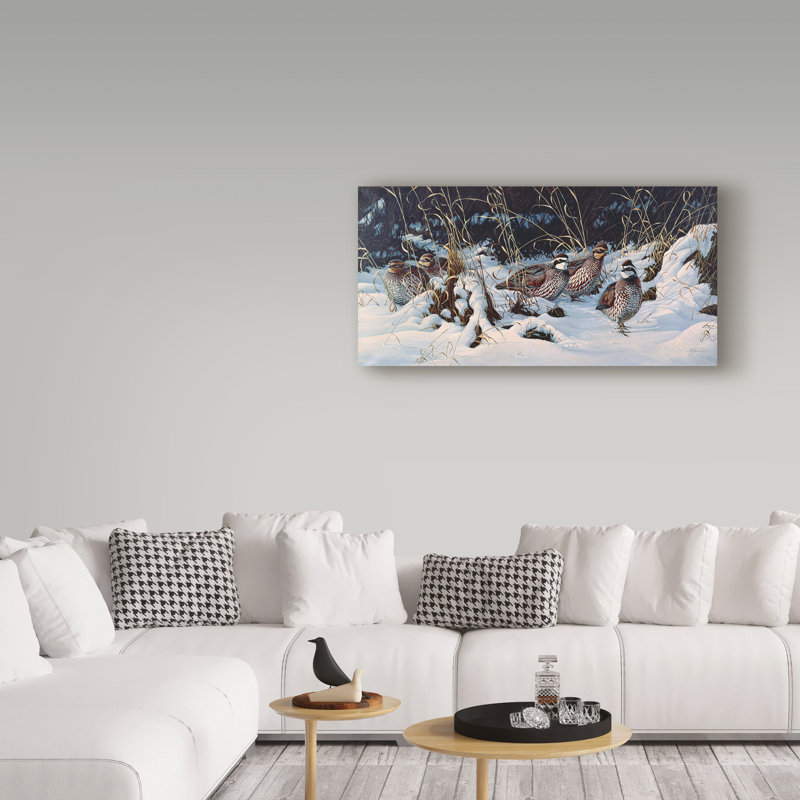 Berrien «Winter Covey Quail», reproduction d'impression sur toile tendue, H 16 po x l 32 po x P 2 po