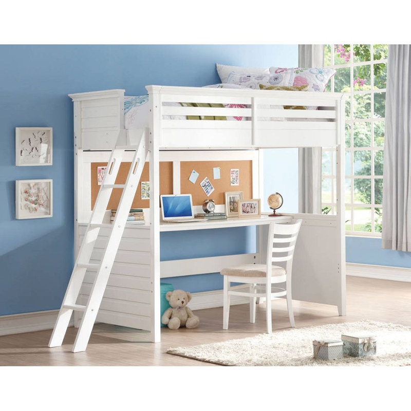 Arabella Twin Solid Wood Platform Loft Bed with Built-in-Desk by Harriet Bee