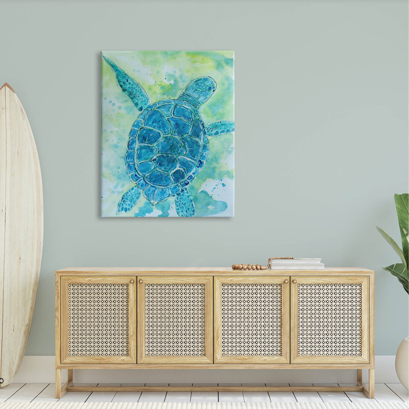 «Blue Sea Turtle», art mural par Sebastian Grafmann, H 48 po x l 36 po x P 1,5 po