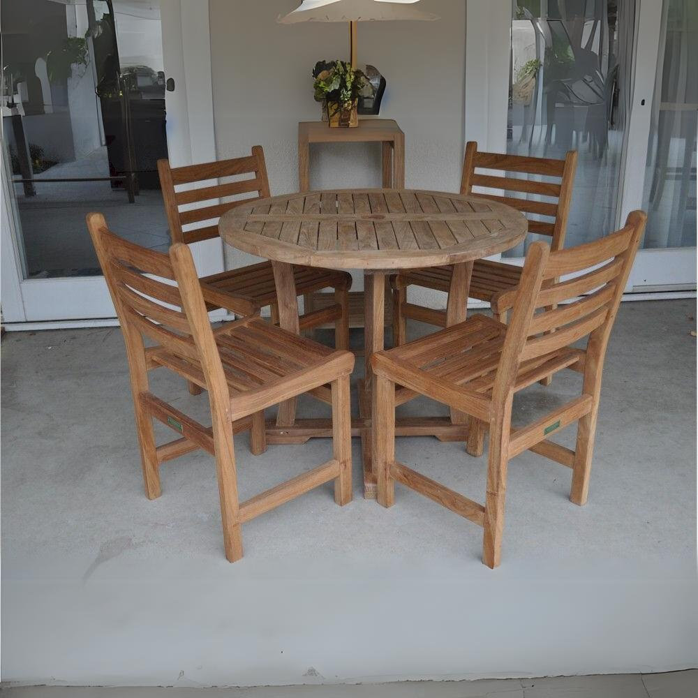 Dessouses 4 - Person Teak Wood Patio Dining Set with Round Table Wildon Home®