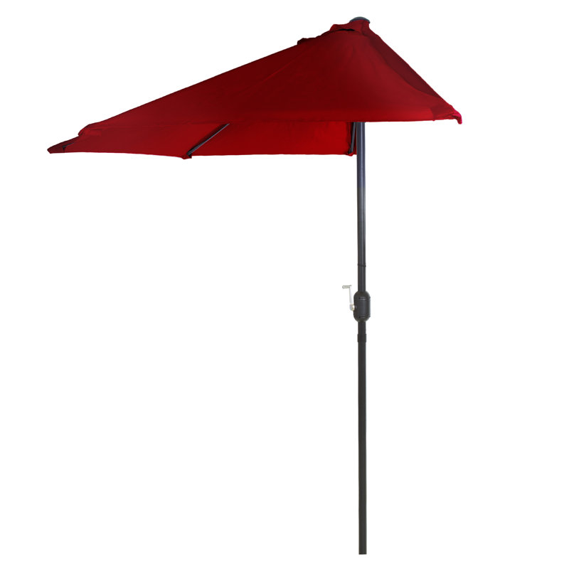 Demi-parasol - Parasol de patio de 9 pi avec manivelle - Abat-jour de patio extérieur - Petit auvent pour balcon, table ou terrasse par Pure Garden (Bourgogne)