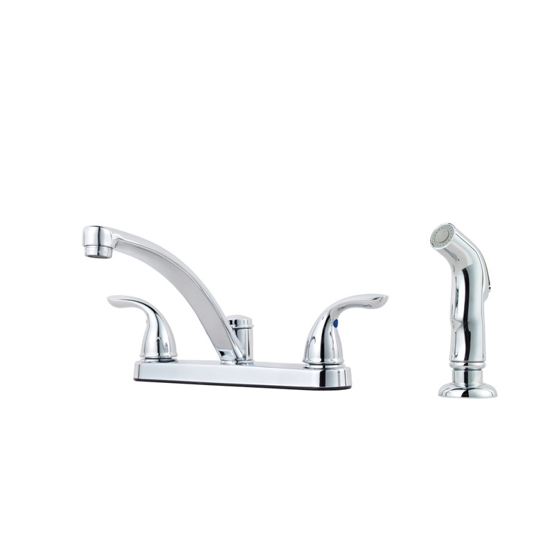 Pfirst Series 2-Handle Kitchen Faucet with Side Spray in Polished Chrome, Polished Chrome
