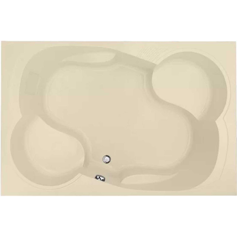 Makyla 75'' L Soaking Bathtub, Bone, Satin Chrome