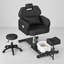 Fauteuil de pédicure hydraulique avec tabouret réglable et rotation à 360° - Noir-104346108