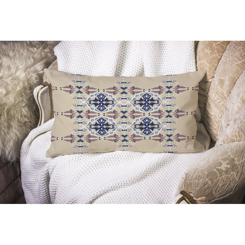 Coussin Floral Elegance, Bleu / Vert