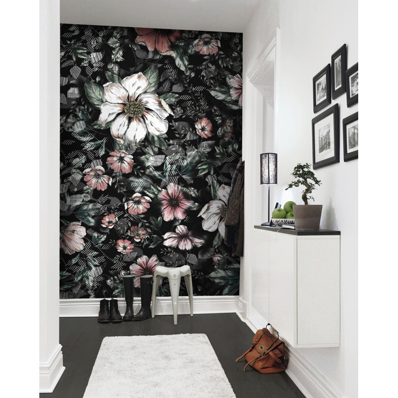 Papier peint amovible fleurs de marguerite rose foncé, L 9 po x l 15 po