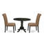 L'ensemble de mobilier de salle à manger 3 pièces comprend une table de salle à manger ronde avec Dropleaf et 2 chaises rembourrées en tissu de lin sable clair, 42 x 42 pouces, noir-1540683936-1540683951-1577817842
