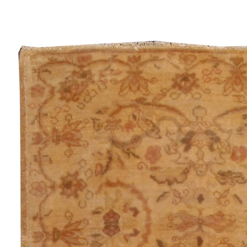 Tapis botanique indien antique en laine fait à la main Amritsar 6 pi 5 po x 9 pi 7 po