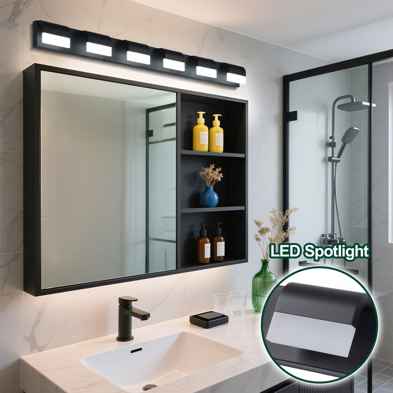 Luminaire de meuble-lavabo moderne / contemporain à DEL intégré 46,5 po à 6 lumières Flynama