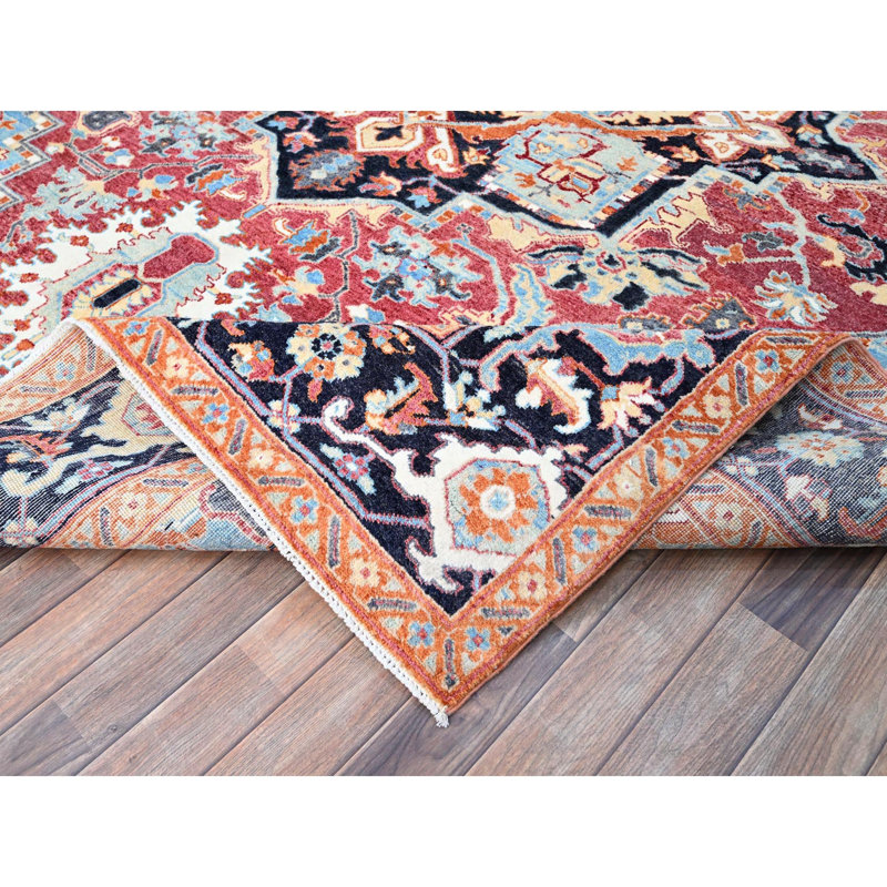 Tapis oriental rose en laine noué à la main 9 pi 2 po x 11 pi 8 po 93EBC4FCAC4F4C87A992EBB9EAE54FB6