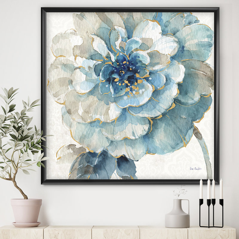 «Indigold Gold Country Flower», reproduction sur toile encadrée, H 16 po x l 16 po x P 1 po, Cadre noir