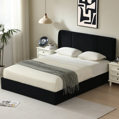 Juanetta Hydraulic Lift Up Storage Wingback Upholstered Platform Bed