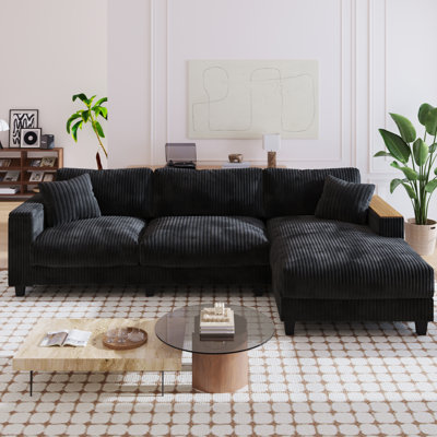 Canapé modulaire en L de 114,5 po avec 2 coussins et canapé en forme de L avec méridienne réversible et deux accoudoirs