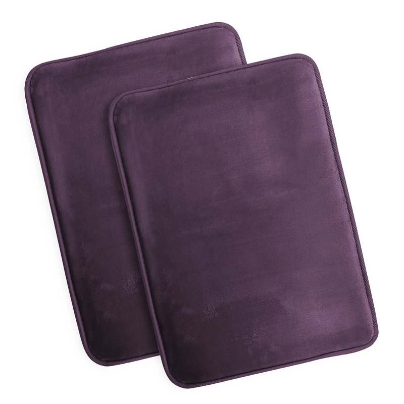 Steph Luxury Ultra Soft and Absorbent Memory Foam Bath Rug Set with Non-Slip Backing, Small: 17"W x 24"L, Purple
