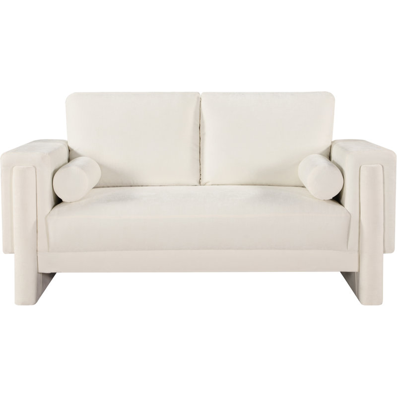 Ivanio Upholstered 65'' Loveseat, Cream Chenille Fabric