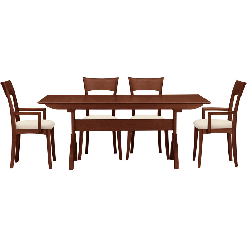 Sarah Solid Wood Top Four Leg Dining Set, Cognac Cherry, Slate (M10245) Fabric