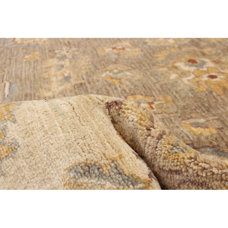 Tapis taupe Peshawar Oushak 9 pi 0 po x 9 pi 0 po