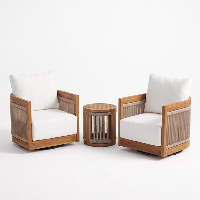 Ensemble de conversation en bois d'acacia Helix Modern Coastal