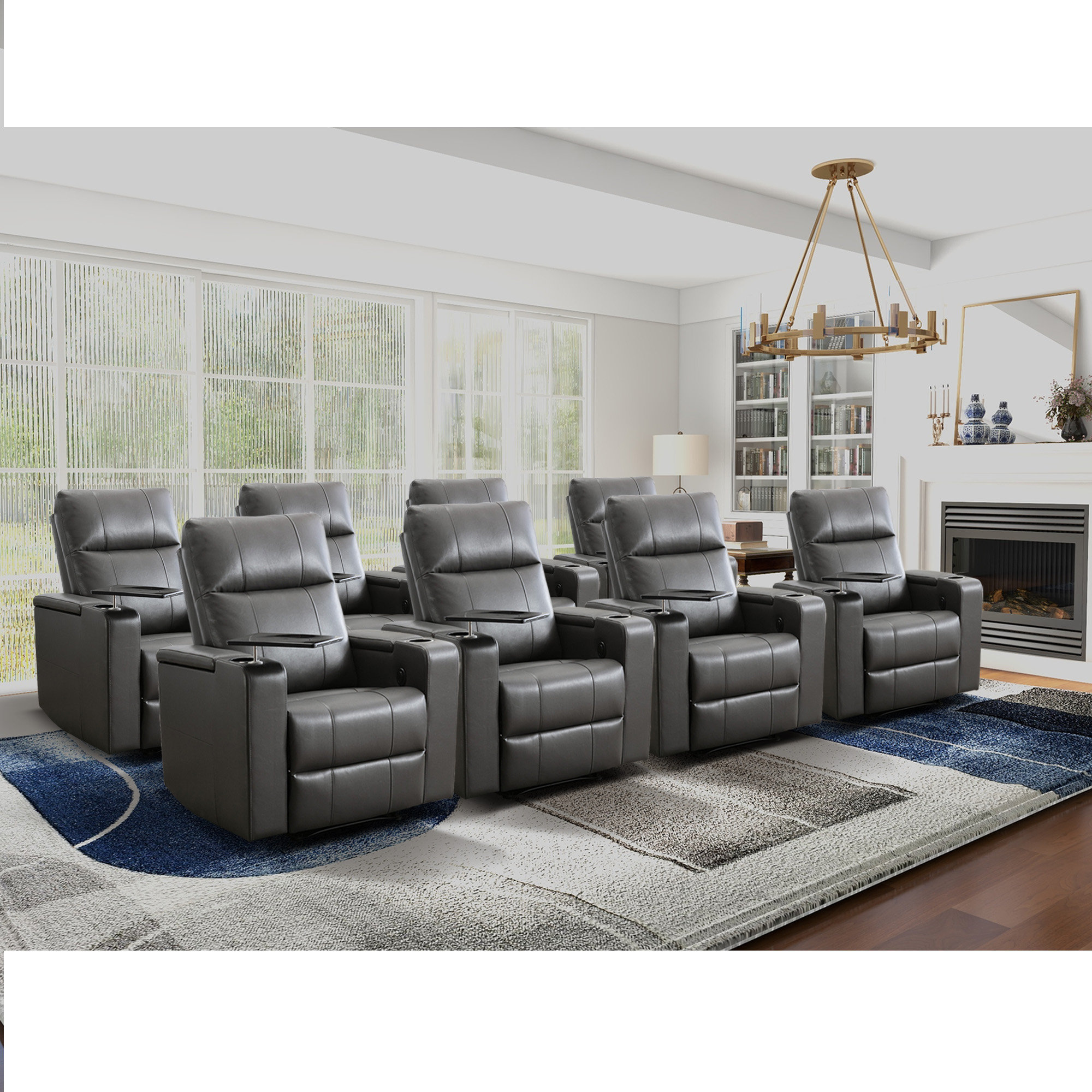 Winthrop top grain leather 2024 power home theater recliner