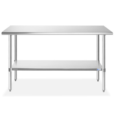 30" D x 34.5" H Stainless Steel Prep Station with Undershelf