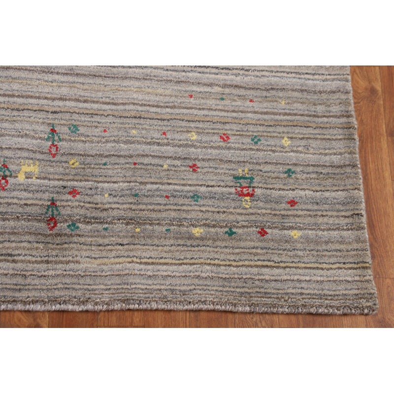 Tapis tribal rayé Gabbeh 6 x 8