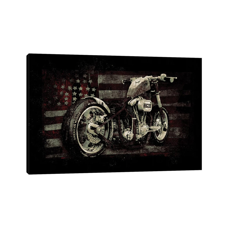 American Muscle: Motorcycle II by 33 Broken Bones - Wrapped Canvas Panoramic Print, 20.32 cm H x 30.48 cm W