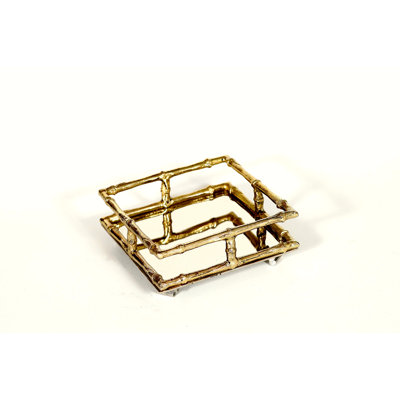 Gold Bamboo Cocktail Napkin Tray