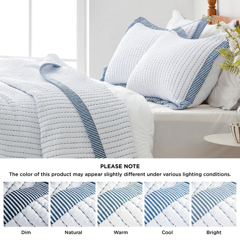 Ensemble de literie courtepointe légère et légère, Twin Quilt + 1 Standard Pillow Sham, Velours côtelé blanc