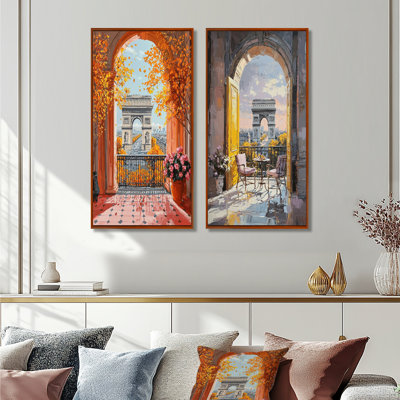 Ensemble de 2 pièces d'art jaune de l'Arc de Triomphe à Paris III