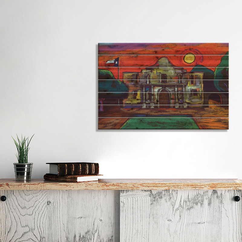 «Keeping the Alamo» par David Hinds - impression sur bois sans cadre, H 18 po x l 26 po x P 1,5 po