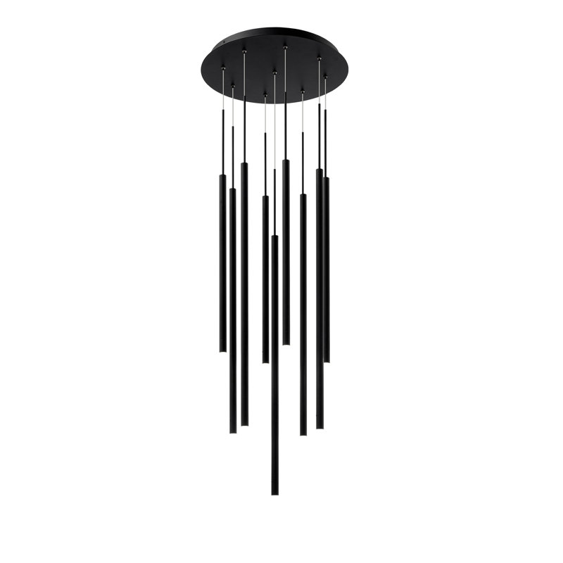Luminaire suspendu rond noir à 9 lumières Viggo