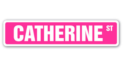 Catherine Street Sign Heavy Duty Plastic 4" X 18"