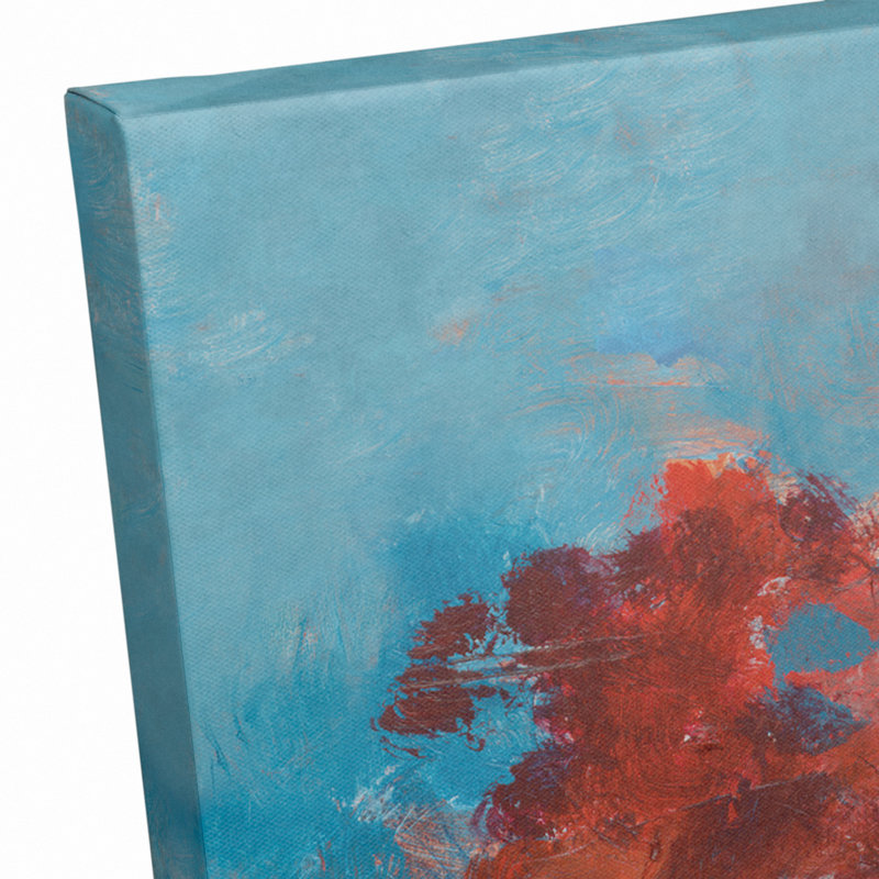 " Red Flowers On Blue " Painting Print