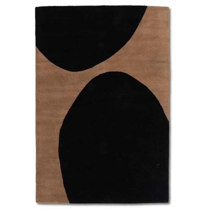 Tapis abstrait noir et brun, Rectangle 7 pi 6 po x 9 pi 6 po
