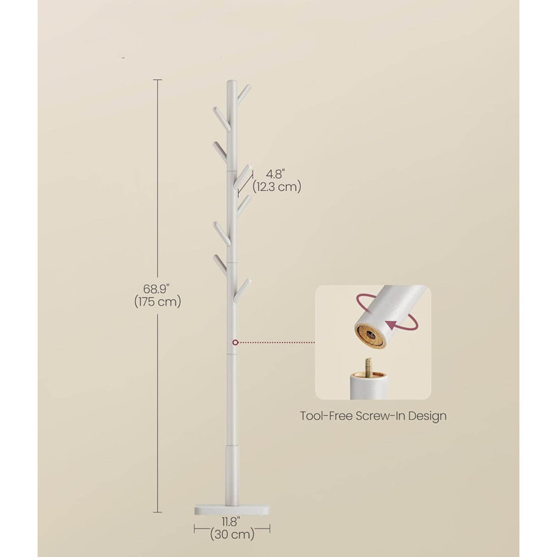Freestanding 8 - Hook Coat Rack, Cappuccino Beige