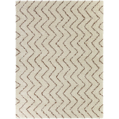 Karr Beige Zig Zag Stripe Area Rug