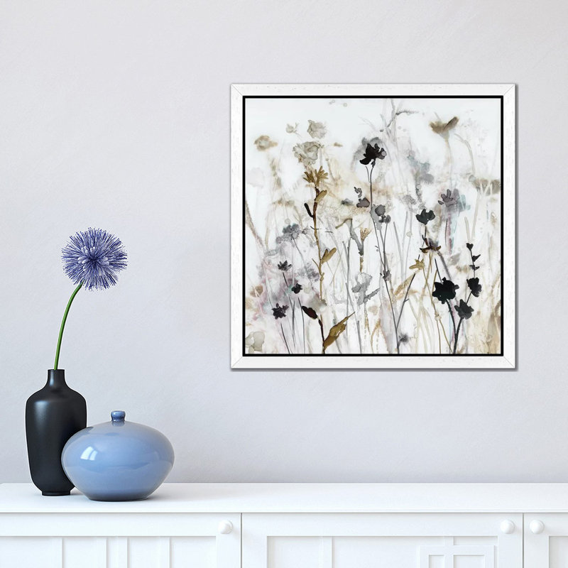 Wildflower Mist I by Carol Robinson - Painting on Canvas, 93.98 cm H x 93.98 cm W, White Floater Framed
