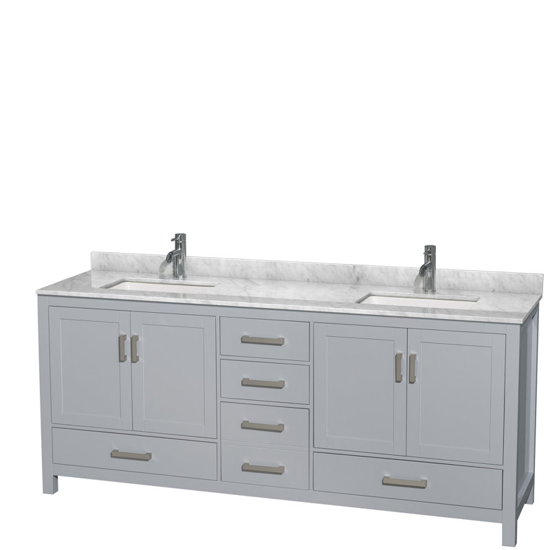 Sheffield 79" Double Bathroom Vanity Base Only, Gray
