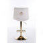 Ensemble de 2 tabourets de bar, avec repose-pieds chromé et base pivotante à hauteur réglable en velours velours mécanique + pieds dorés, crème-577418691