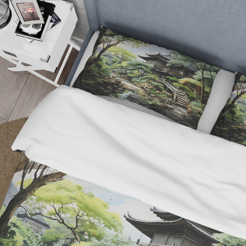 Ensemble de housse de couette en microfibre / polyester Japon Art Zen Garden Serenity I